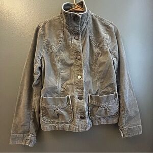 Eddie Bauer Army Green Corduroy Stretch Jacket Fancy Barn Coat Y2K